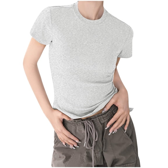 Women's Cotton Stretchy Solid T Shirts Casual Active Basic Tops Summer Short Sleeve Crewneck Soft Sports Tees