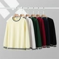 thumbnail image 5 of Baqcunre Women's Clothing, Womens Oversized Crewneck Long Sleeve Sweaters Color Block Striped Fall Casual Loose Knit Pullover Sweater Tops Valentines Day Gifts, 1Pc Sweater Navy M, 5 of 6