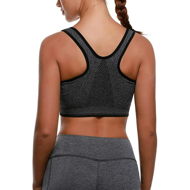 Women's Zip Front Sports Bra Wireless Post-Surgery Bra Active Yoga Sports  Bras