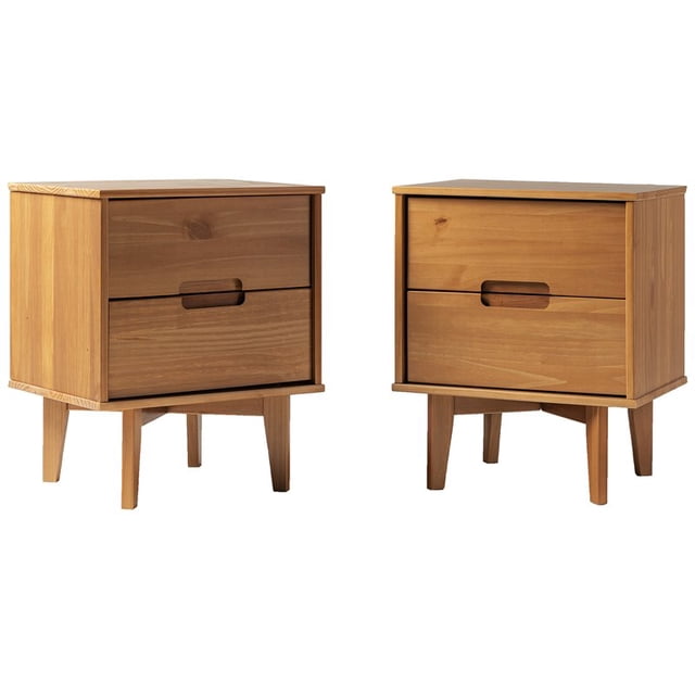 Sloane 2-Piece Groove Handle Wood Bedroom Nightstand Set in Caramel