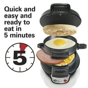 Hamilton Beach Breakfast Sandwich Maker with Egg Cooker Ring, Breakfast Station, Black