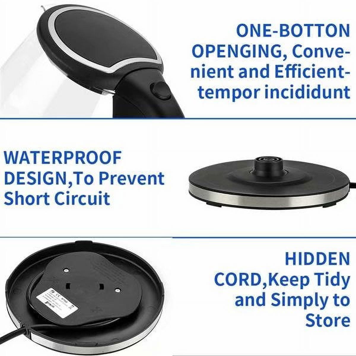 Electric Kettle Glass Boiler Coffee Pot, Water Heater 7 Big Cups 1.8 Liter with Quick Boil, Auto Shut Off and Boil-Dry Protection