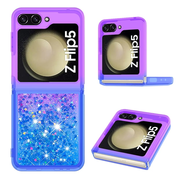 Funda para Samsung Galaxy Z Flip 5 Transparente con Brillos Carcasa Protectora Antigolpes con Glitter Brillante