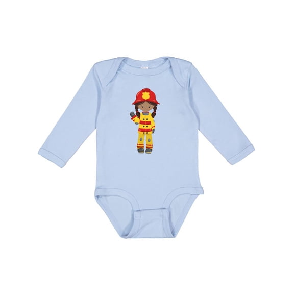 Inktastic African American Girl, Girl Fireman, Firefighter Girls Long Sleeve Baby Bodysuit