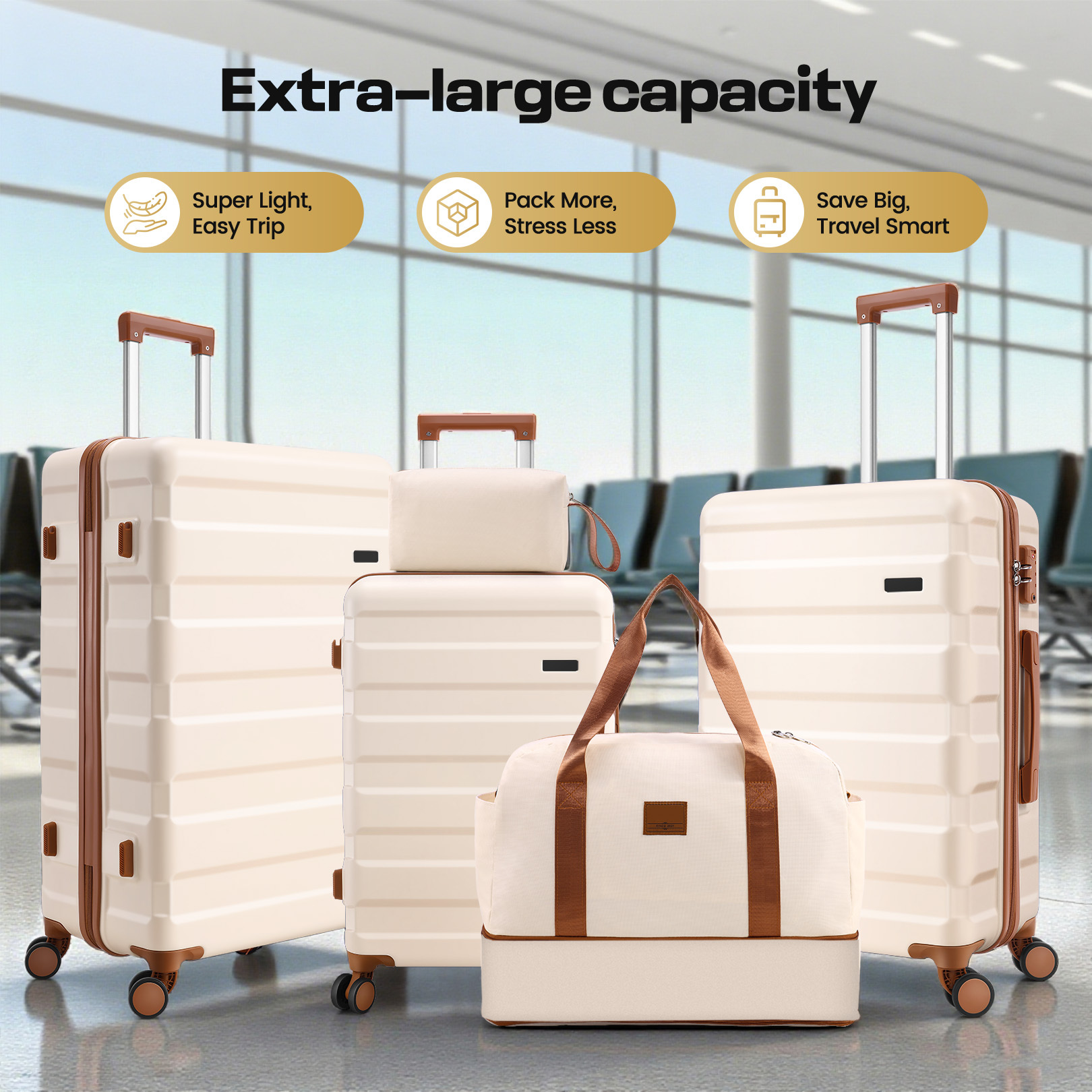 COBIZI 3-Piece Luggage Set-20" Carry-On with Spinner Wheels&TSA Lock ,Lightweight Hardside Travel Set for Business & Vacation