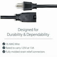 thumbnail image 4 of OPAL- 6Ft Black Power Extension Cord Nema 5 15R To Nema 5 15P 16Awg Ac Cable, 4 of 5