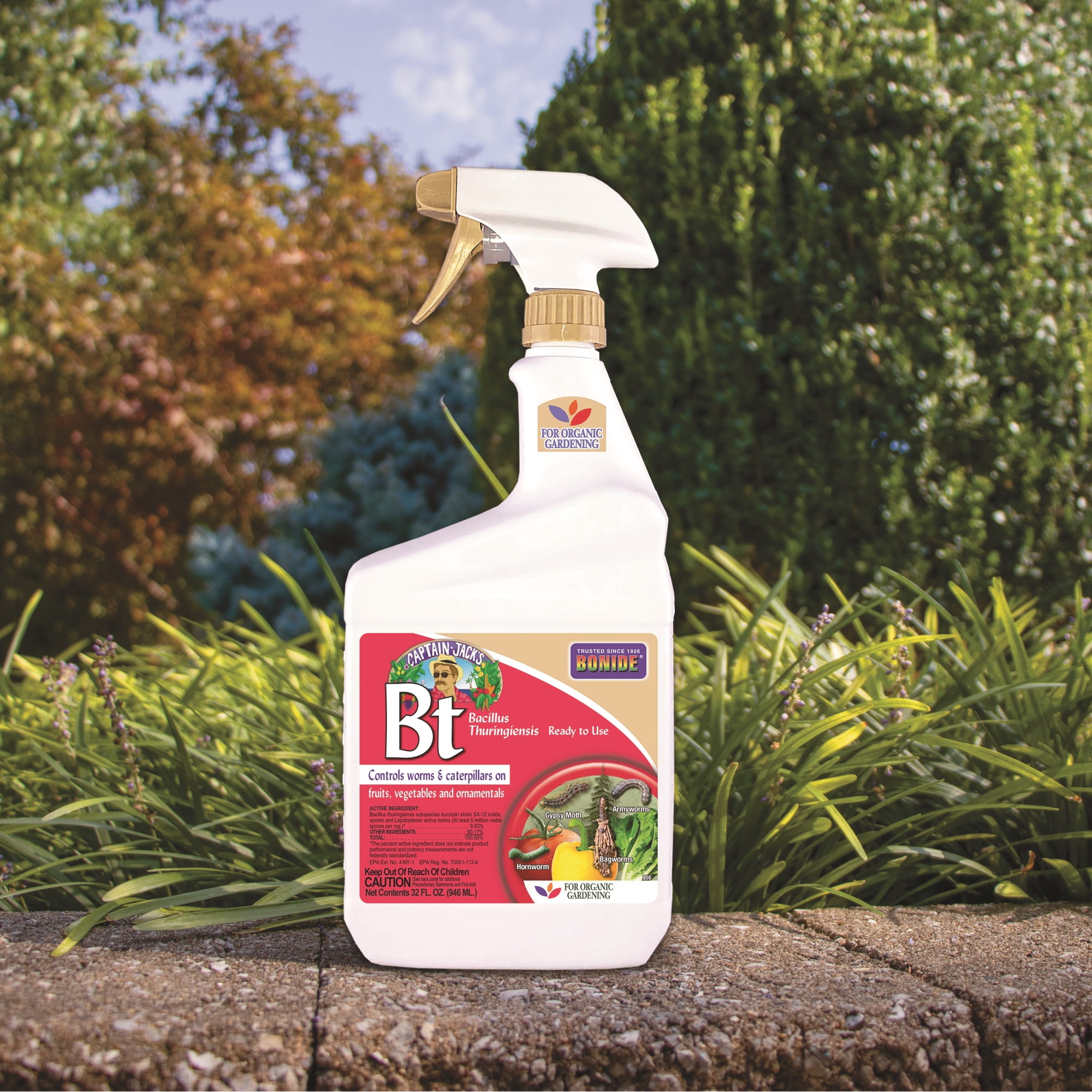 Bonide Bacillus Thuringiensis Insect Killer Spray - Liquid Insecticide - Quart — Residential Use, Standard Application