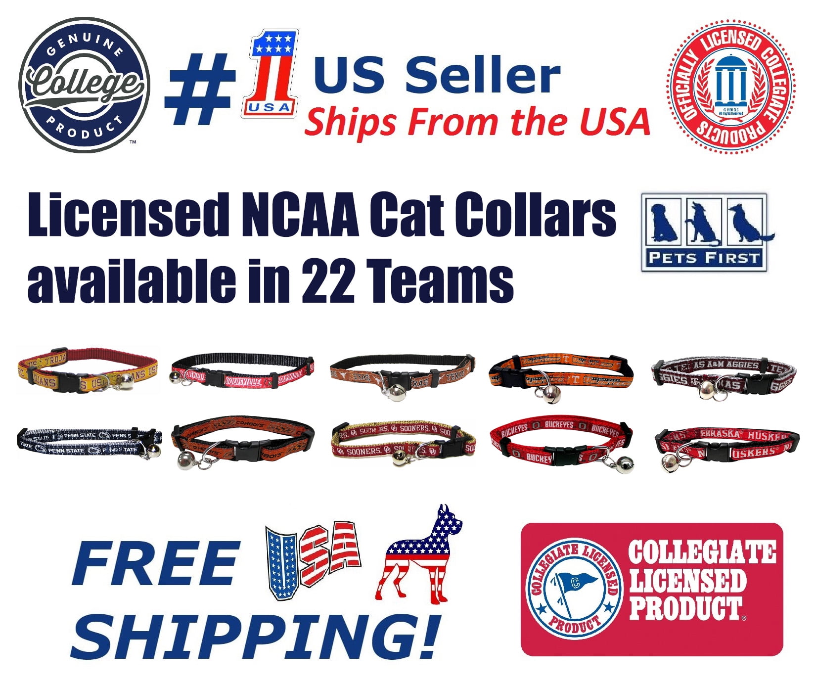 One Size Pets First Collegiate Pet Accessories Missouri Tigers Cat Collar