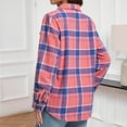 thumbnail image 6 of Checkered Print Blouses Womens Lapel Long Sleeve Shirts Tops Button Open-Front Plaid Printed Sweatshirt Pockets Fall Casual Trendy Sweatshirt Tops 2025, 6 of 7