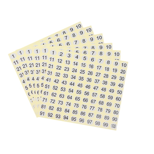 MasteelfCA 15 Sheets Round Sticker Self-adhesive Label Paper Number Stickers Labels DIY Decoration Sticker Digital Label 1-100