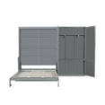 thumbnail image 6 of Queen Size Murphy Bed with Closet - Gray, Space-Saving Wall Bed, MDF/LVL, 117"x84.8", Hydraulic Lift System, Ideal for Guest Room/Home Office, 6 of 19