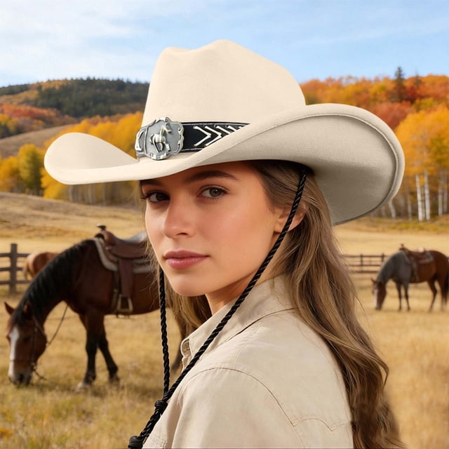 Chapeau de Cowboy Western Classique pour Usage Extérieur avec Accessoire de Mode Polyvalent Toutes Saisons