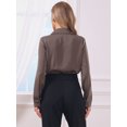 thumbnail image 3 of DARING DIVA Satin Bodysuit Button Up Long Sleeve Shirt X-Large Coffee, 3 of 6