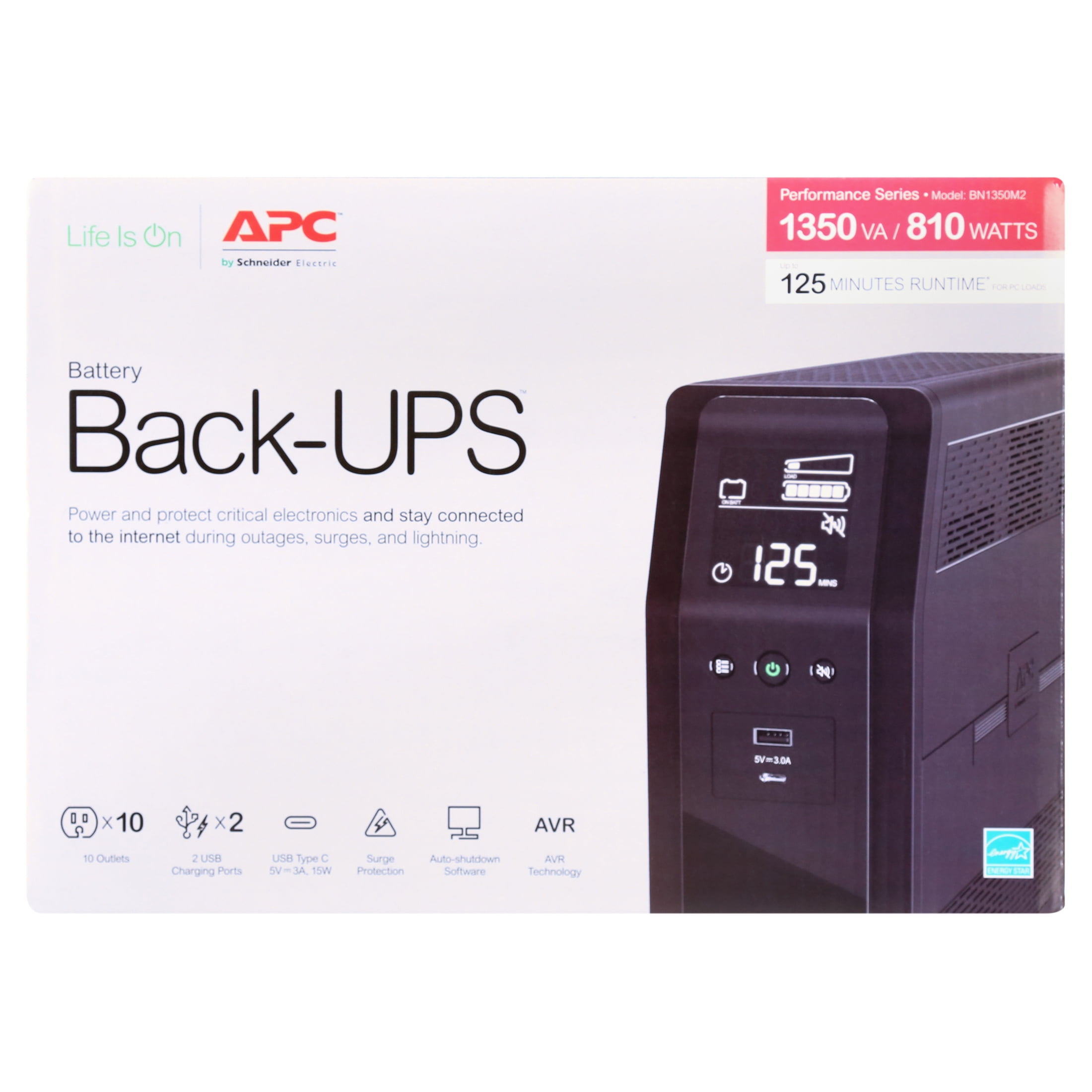 APC UPS Battery Backup Surge Protector, 1350VA Uninterruptible Power Supply, Back-UPS Pro (BN1350M2)
