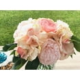 thumbnail image 5 of Enova Home Artificial Peony Rose and Hydrangea Mixed Silk Flowers Arrangement with Clear Glass Vase (Peach), 5 of 5