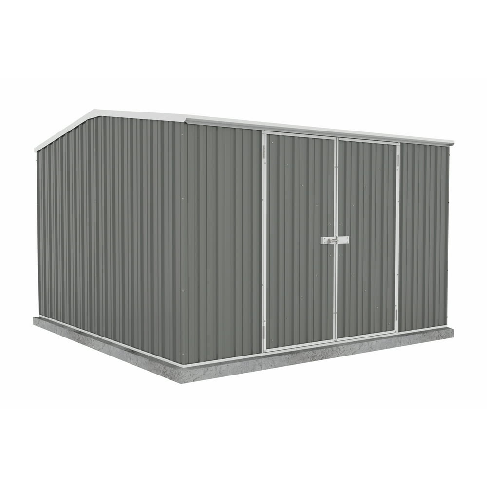 Absco Premier 10' x 10' Galvanized Steel Shed in Gray