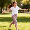 thumbnail image 4 of Gubotare Girls Capri Linen Short Pants Gingham Seersucker Elastic Waist Crop Pants Drawstring Casual Plaid Capris with Pockets 5T 6T (Red,5-6 Years), 4 of 5