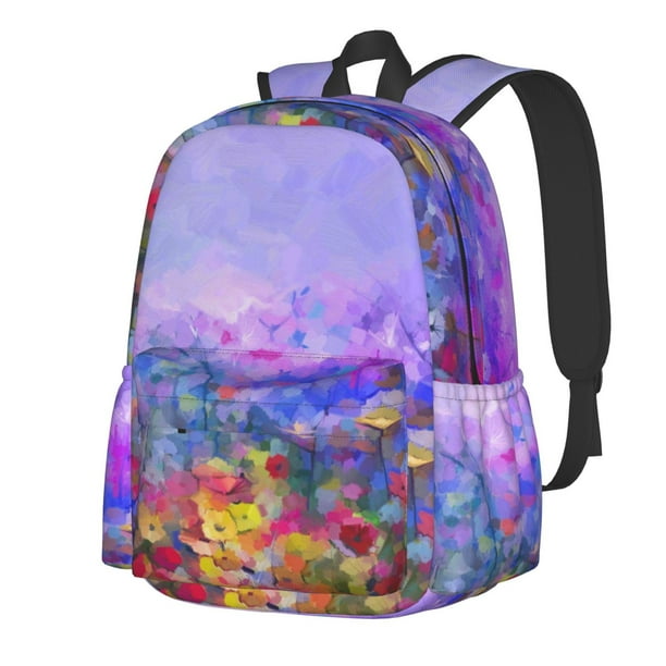 Disketp Colorful Purple Cosmos Flower Mochila Escolar de Gran Capacidad y Peso Ligero, Mochila de Viaje Ideal para Escuela, Trabajo y Uso Diario, Cómoda y con Estilo