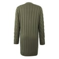 thumbnail image 6 of Women's Long Sleeve Cable Knit Long Cardigan Fall Winter Chunky Open Front Button Sweater Outerwear with Pockets Army Green L, 6 of 6