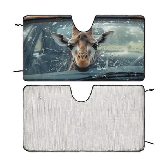 Funny Giraffe Windshield Sun Shade for Car SUV Truck, Car Sun Shade Windshield, Car Shades for Front Windows, Sunshade for Car Windshield, Protector Blocks UV 51"x28"