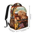 thumbnail image 2 of Fotbe Countryside Colorful Floral Cow Pattern Casual Backpack for School, Travel, and Outdoor Activities - Durable, Lightweight, and Comfortable, 2 of 5
