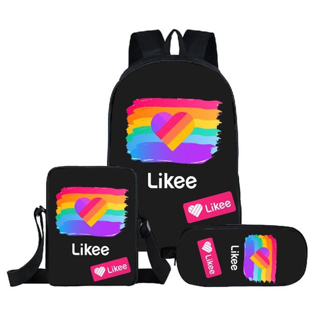 Juego de mochilas escolares Likee de 3 piezas con bolsa de hombro y estuche para lápices