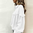 thumbnail image 2 of Women Button Down Dressy Shirts Collared Puff Long Sleeve Ruffle Tops Ladies Fall Elegant Casual Fashion Work Shirt S-XXL, 2 of 6