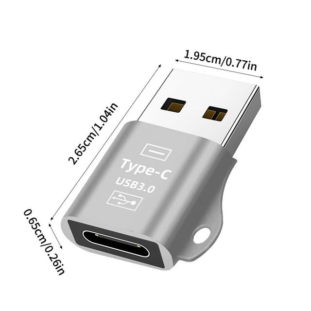pitrice Charging Adapter Mini Phone USB to Type-C Converter Portable USB 3.0 Aluminum Alloy Adapter, Black