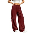thumbnail image 6 of Jaunzuar Workout Pants Women Elastic Waist Drawstring Cargo Pants Gym Hiking Athletic Pants with Pockets L, 6 of 9