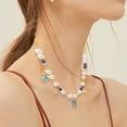 thumbnail image 4 of Collar Ganfancp Mujeres Geométrico Corazón Circón Colgante Perla Piedra Natural Liquidación 1X, 4 of 6