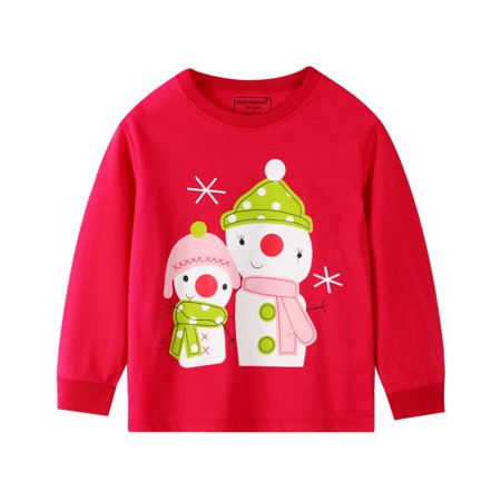 

Toddler Kids Baby Boys and Girls Christmas Long Sleeve Sleepwear Outfits Cute Cartoon Snowman Print Round Neck Pajamas Children s Casual Loose Home Wear