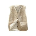 thumbnail image 2 of LMLYSoH Women Fashion Polar Fleece Vest Solid Color V-Neck Sleeveless Button-Down Waistcoat Jackets Autumn Winter Casual Outerwear, 2 of 8