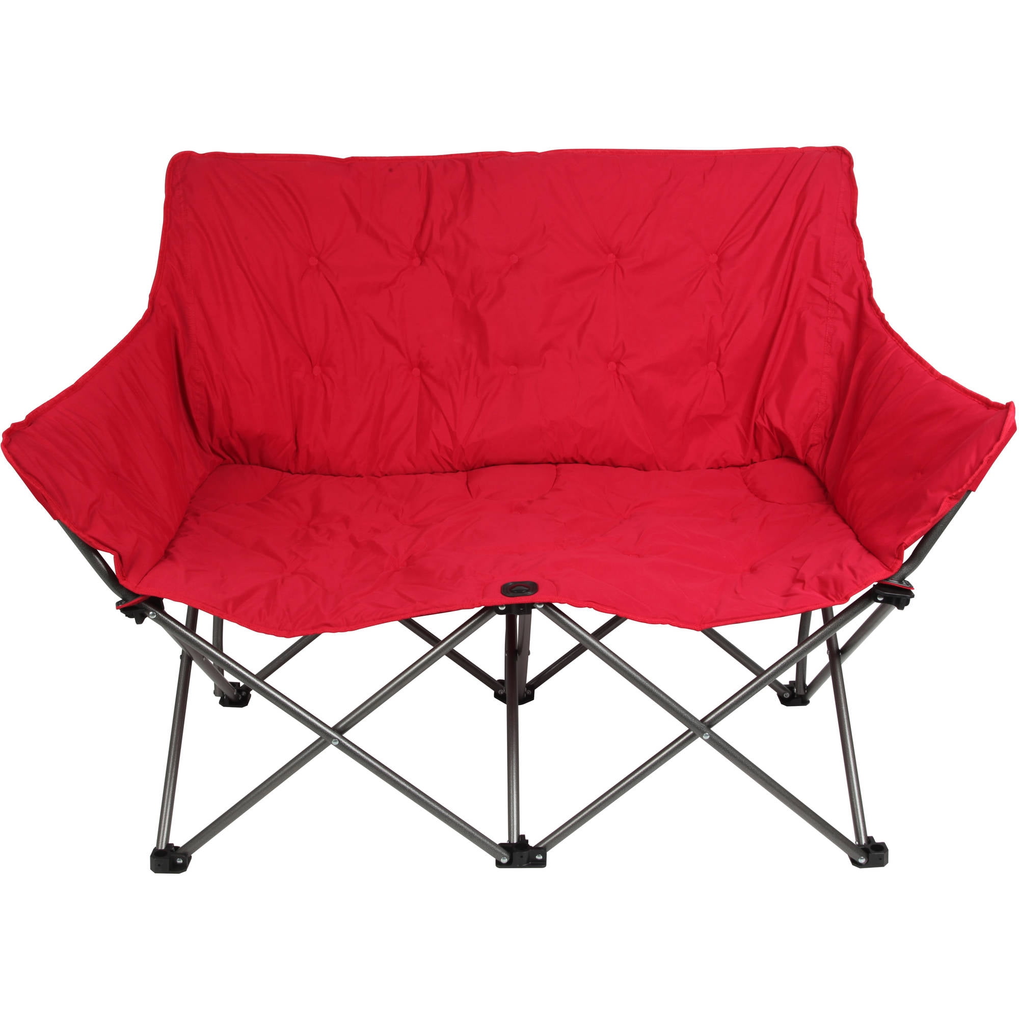 Ozark Trail Padded Folding Love Seat Camping Chair Red