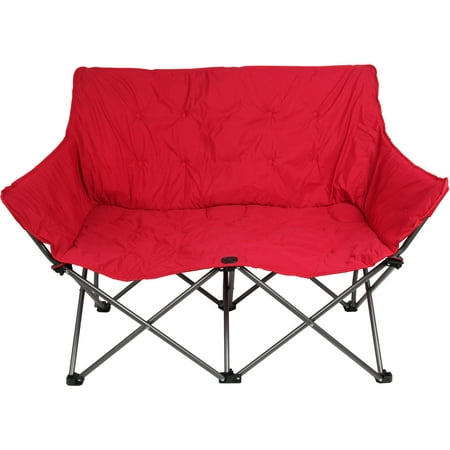 Ozark Trail Quad-Folding Padded Love Seat Chair with Cup Holder, (Best Lawn Chair For Tanning)