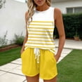 thumbnail image 6 of Mifsaly Womens Short Sets 2 Piece Outfits Summer Athletic Sets Women Striped Tank Tops And Drawstring Waist Shorts Yellow,L, 6 of 7