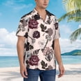 thumbnail image 3 of Pofeuu Retro Red Black Roses Print Hawaiian Shirt for Men Sleeves Casual Button Down Summer Beach Dress Shirts T-Shirts,Large, 3 of 7