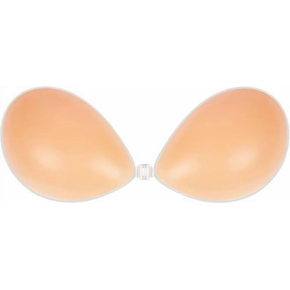 Adhesive Bra Push Up Strapless Invisible Sticky Bra Reusable Backless Silicone Bra for Women, Cream