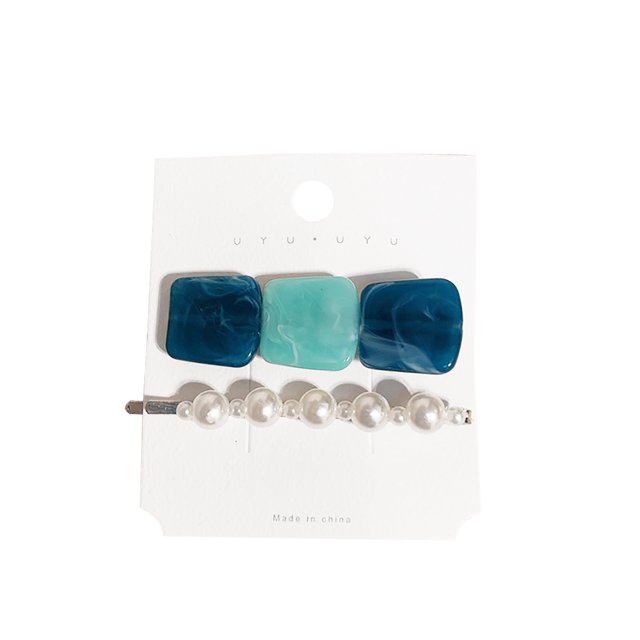Sonducket 2 unids/set horquilla de mujer acrílico perla pinza de pelo chica fiesta vacaciones pelo decoración cabeza accesorio Accesorio para el cabello azul