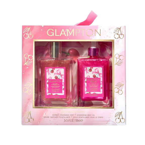 Glampton Crushed Cherry Shimmer Fragrance Mist Perfume Gift Set for Women, 2 Pieces