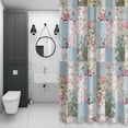 thumbnail image 4 of Blue Green Geometric Shower Curtain for Bathroom Decor, Pink Floral Waterproof Fabric Shower Curtain, 72"x84" Set with 12 Hooks, 4 of 9