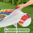 thumbnail image 5 of Colorful Rainbow Tie Dye Spiral Pattern Round Fitted Tablecloth with Elastic Edge,Dining Table Cover Waterproof,Outdoor Round Tablecloth for Camping,Dining,Indoor and Outdoor, 5 of 7