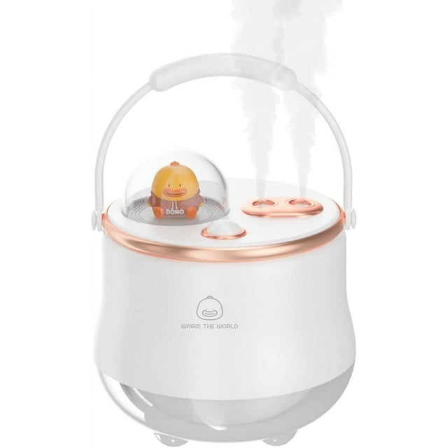 Humidificador portátil mini de 400 ml con doble chorro ajustable, ideal para dormitorio, oficina, estudio y hogar, color blanco.