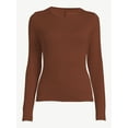 thumbnail image 4 of Free Assembly Women's Ribbed Crewneck Top with Long Sleeves, 4 of 6