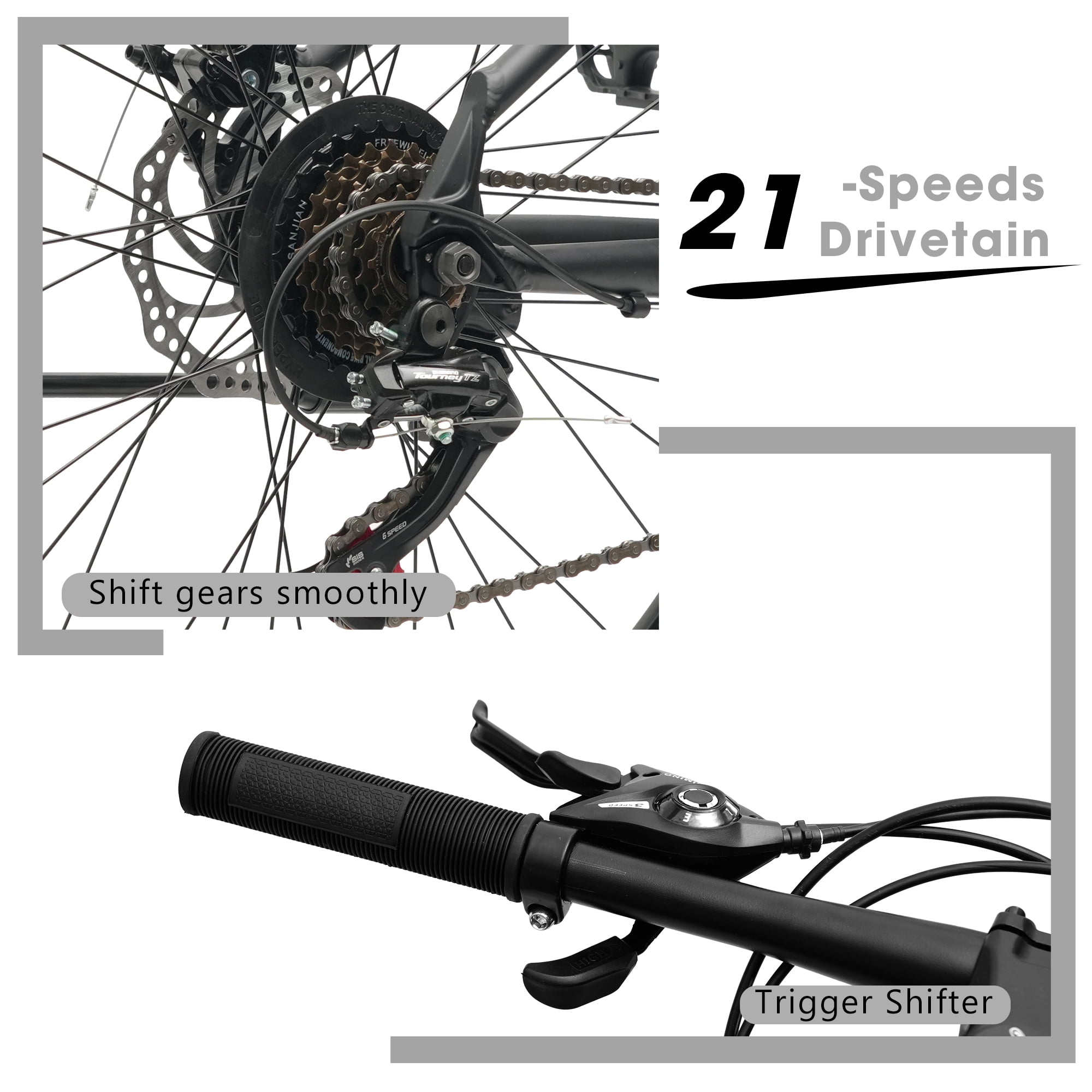 Ambifirner 26 Inch Mens Mountain Bike full suspension , 21 Speed Steel Frame Adult Bicycle, MTB Bikes with Suspension Fork, Disc Brake, Mountain Bicycle for Woman Man 85% Pre-Assembled