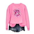 thumbnail image 3 of yoeyez Breast Cancer Awareness Shirts for Mom Pink Ribbon Graphic Tee Long Sleeve Crewneck Sweatshirts Pullover Pink,S, 3 of 5