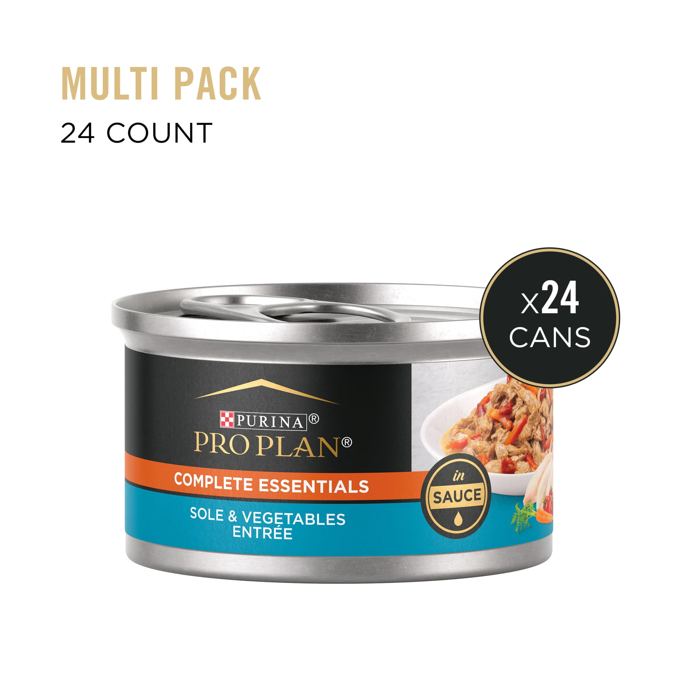 Purina Pro Plan Complete Essentials, Sole Vegetables, Wet Cat Food 3 oz Cans, 24 Pack