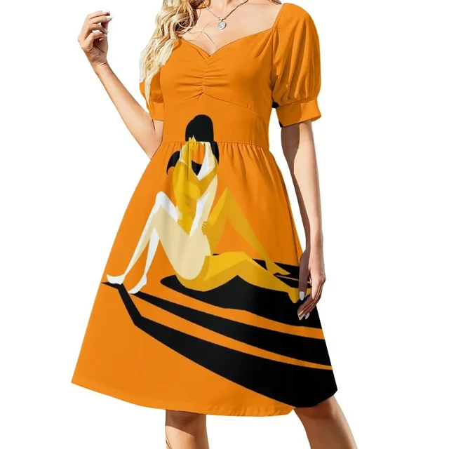 Pareja de sexo tántrico Vestido de manga corta Vestidos de mujer Vestido largo de mujer