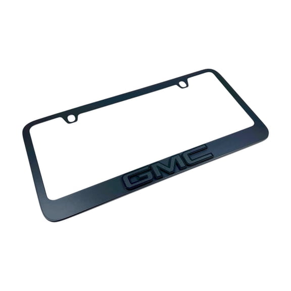 GMC Logo Blacked Out Zinc Brass License Plate Frame Official Licensed