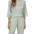 thumbnail image 5 of Unique Bargains Womens Floral Button Down Shirt Shorts Satin 2pcs Pajama Sleepwear Sets, 5 of 5
