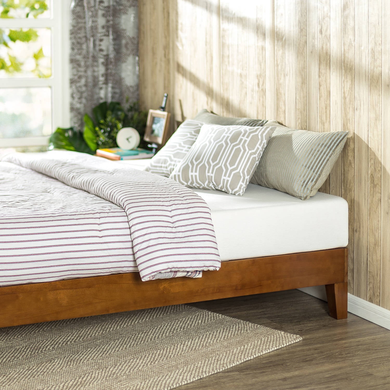 Zinus wen deluxe solid acacia wood platform bed deals